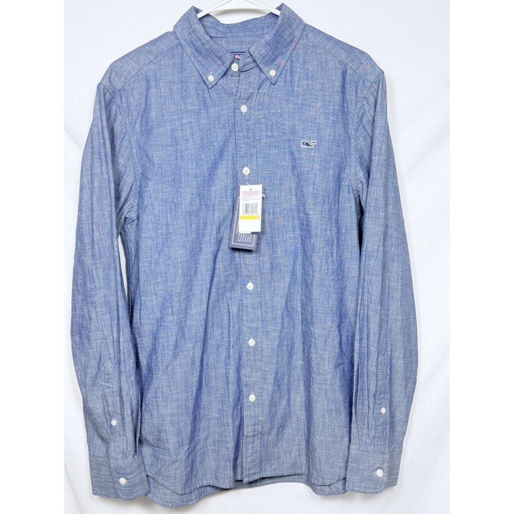 Vineyard Vines Chambray Whale Shirt Mens Small Blue Button Down Cotton Classic